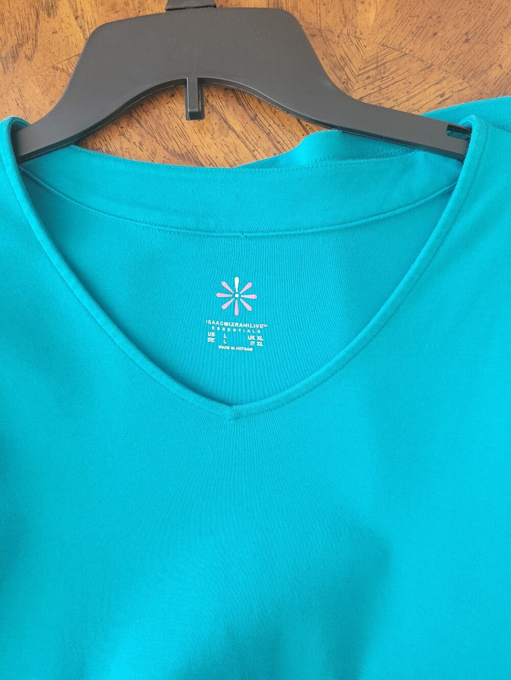 ISAAC MIZRAHI LIVE™ ESSENTIALS V-Neck LS Cotton Tee/Top, L, Teal, EUC - Picture 9 of 12